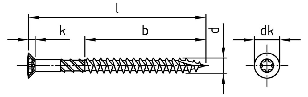 Terrassenbauschrauben, T-Drill, Linsensenkkopf, Cut Spitze, Edelstahl A2 - 5x40 mm 100 Stück