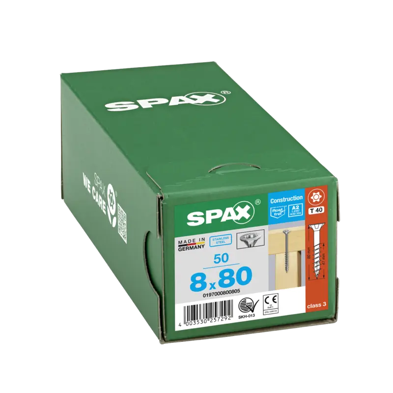 SPAX Holzbauschraube Ø 8 mm Senkkopf Teilgewinde Edelstahl A2 T-STAR plus