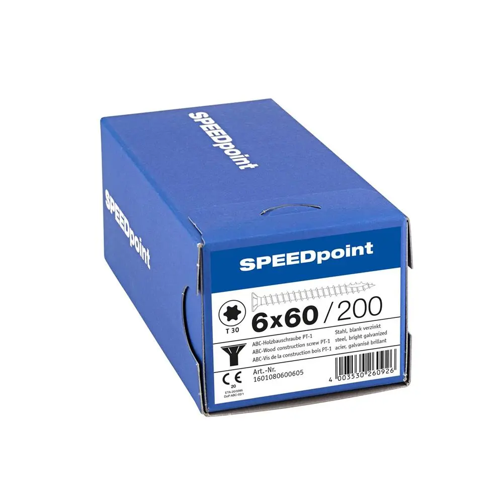 ABC SPEEDpoint Holzbauschraube PT-1, Senkkopf, T-STAR, Vollgewinde, verzinkt