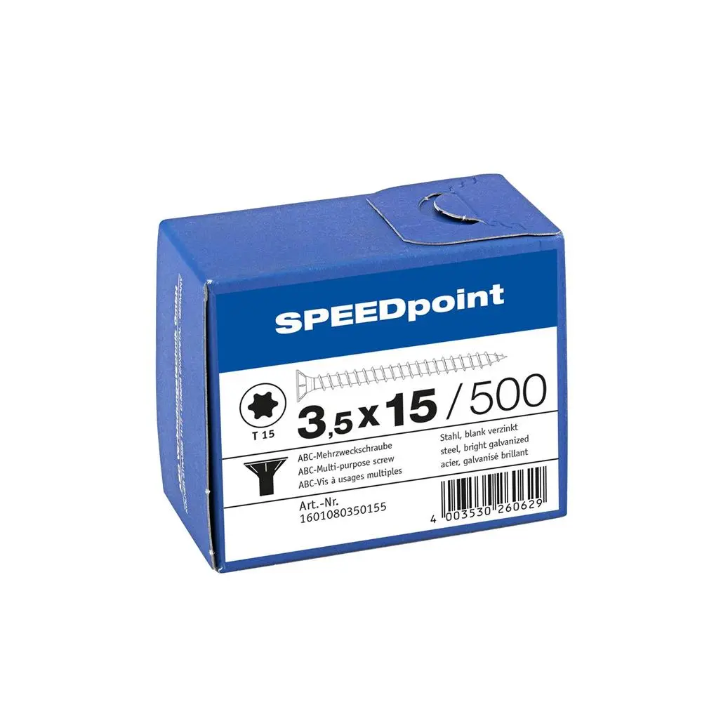 ABC SPEEDpoint Mehrzweckschraube, Senkkopf, T-STAR, Vollgewinde, verzinkt