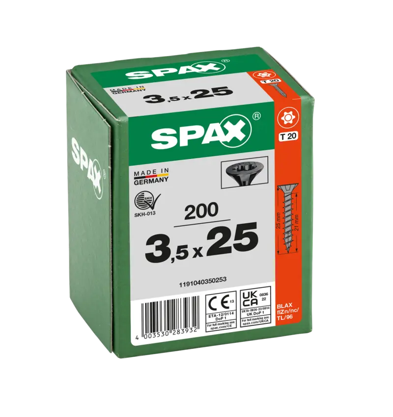 Spax Universalschraube, Senkkopf, schwarz, T-STAR plus, Vollgewinde