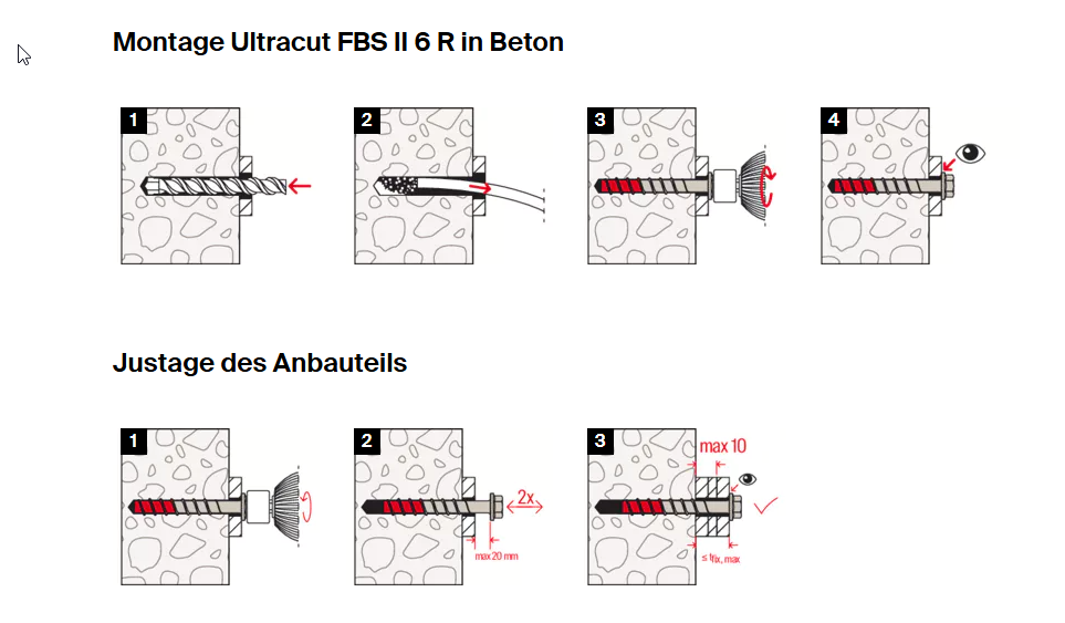 fischer Betonschraube UltraCut FBS II SK R, Senkkopf, nicht rostender Stahl