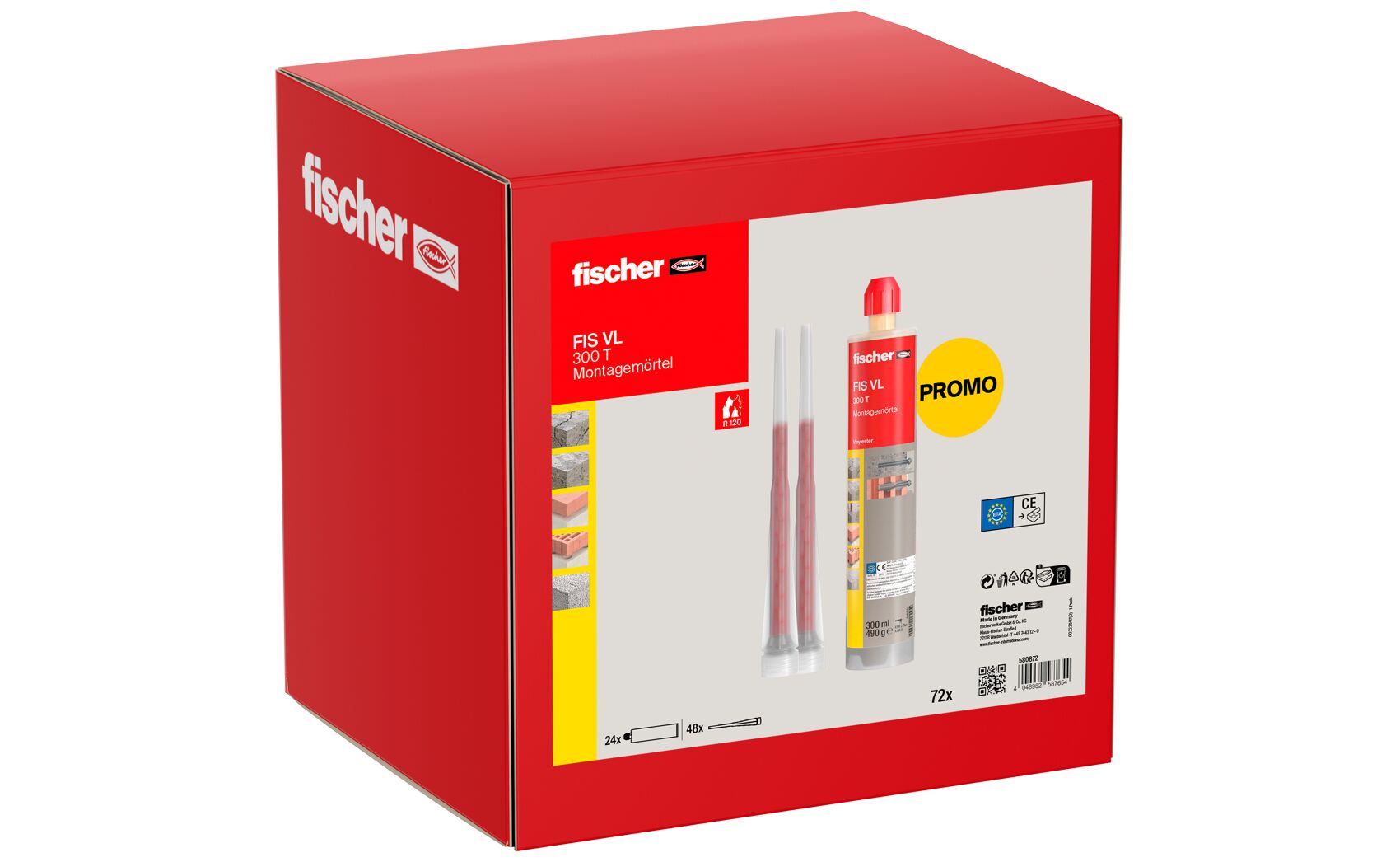 Fischer Montagemörtel FIS VL 300 T UMK (24 x Kartuschen 360 ml + 48 x Statikmischer FIS MR Plus)