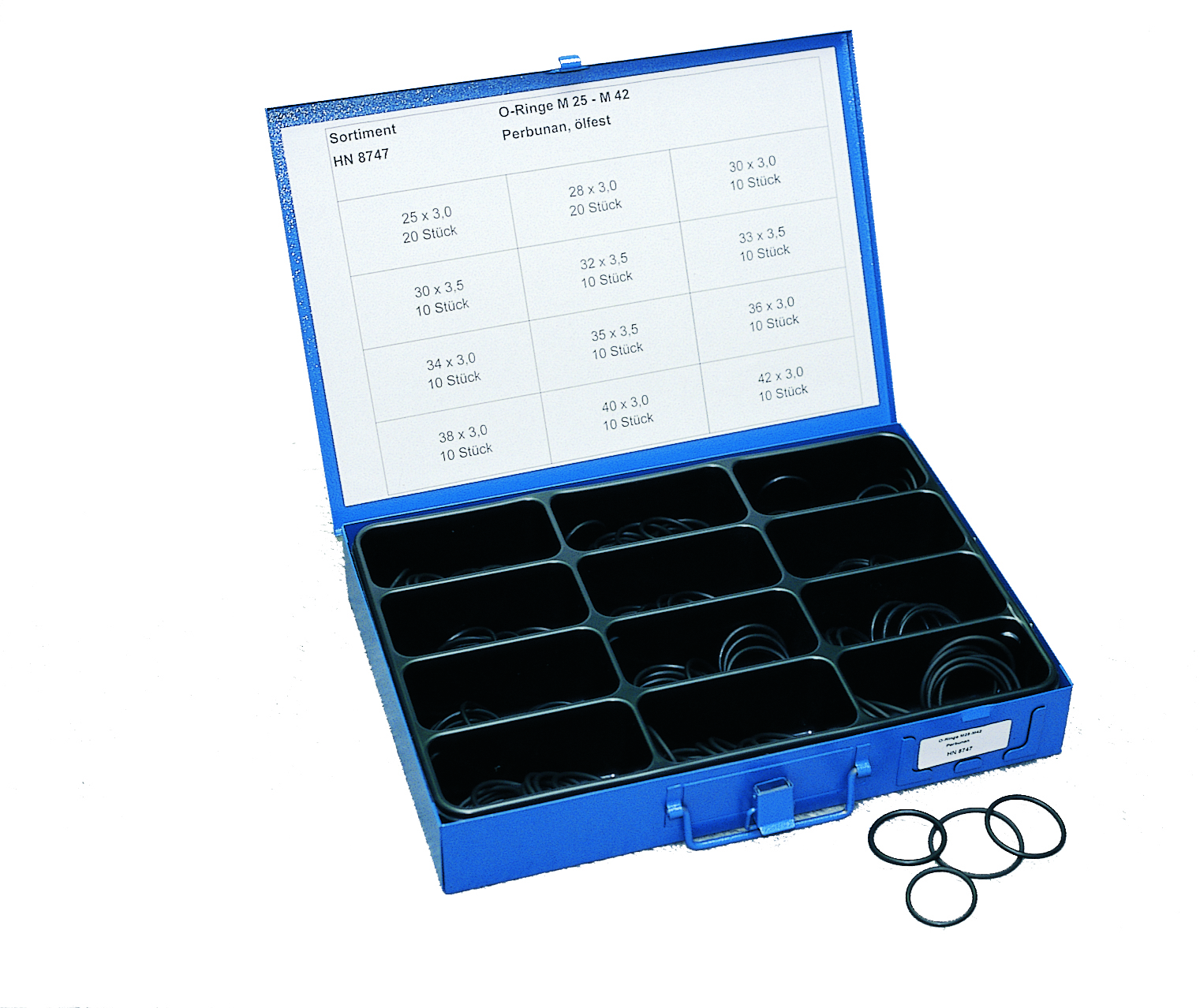 Fuchs+Sanders HN 8747 Sortiment O-Ringe M25-M42 Perbunan Ölfest im Koffer