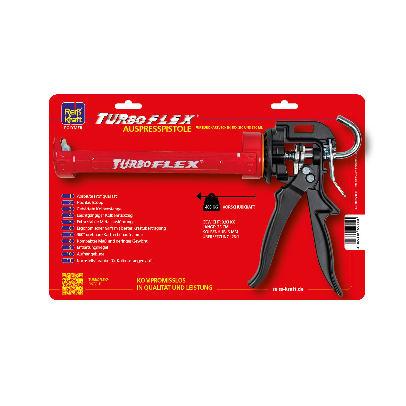 Reiß Kraft Turboflex Pistole-Auspresspistole