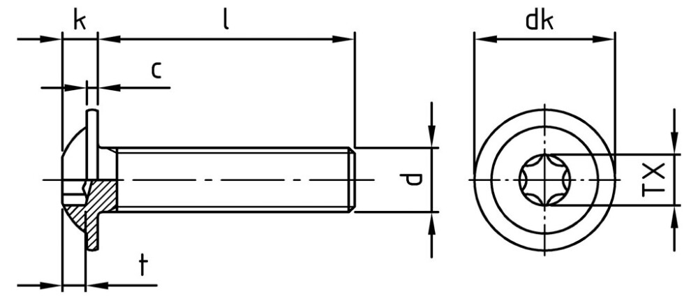 ISO 7380-2 Linsenschraube mit Flansch Innensechsrund TX Edelstahl A2