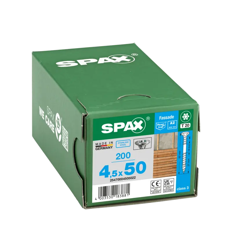 SPAX Fassadenschraube, Linsensenkkopf, Fixiergewinde, Edelstahl A2, T-STAR plus