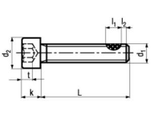 DIN 912/ISO 4762 Zylinderschraube, TufLok® Fleck beschichtet, Edelstahl A2