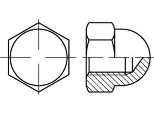 Kunststoff Hutmuttern hohe Form DIN 1587 M3 bis M12 Polyamid PA natur Hutmutter 